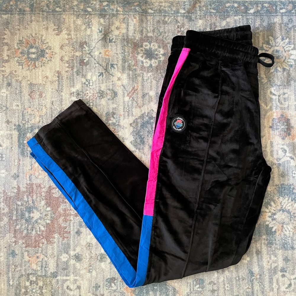 Pink Dolphin Black Velvet Joggers